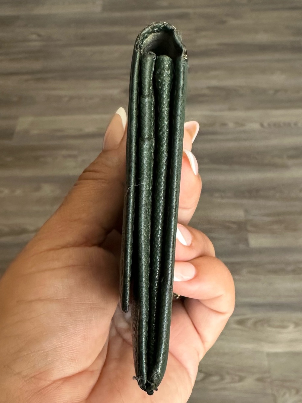 Vintage Burberry Compact Bi-fold Wallet with Nova Check Lining - Forest Green - Picture 5 of 7